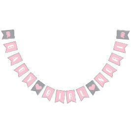 女の子のための象と赤ちゃんシャワーのバンティング旗 バンティングフラッグ