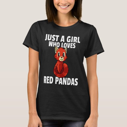 女の子のための赤いパンダ Tシャツ (正面)
