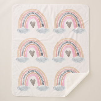 女の子のための赤ちゃんシャワーの雲とピンクの虹 シェルパブランケット