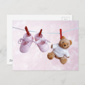 女の子のための赤ちゃんシャワー インビテーションポストカード (正面/裏面)