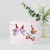 女の子のための赤ちゃんシャワー インビテーションポストカード (スタンド正面)