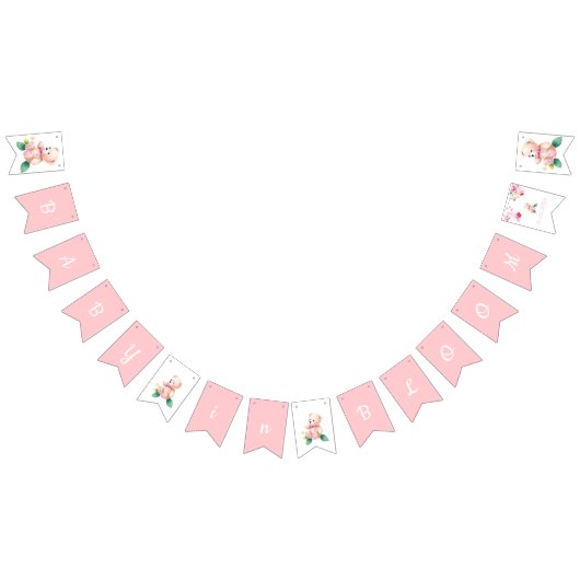 女の子のための開花ベビーシャワーのベビー バンティングフラッグ (全)