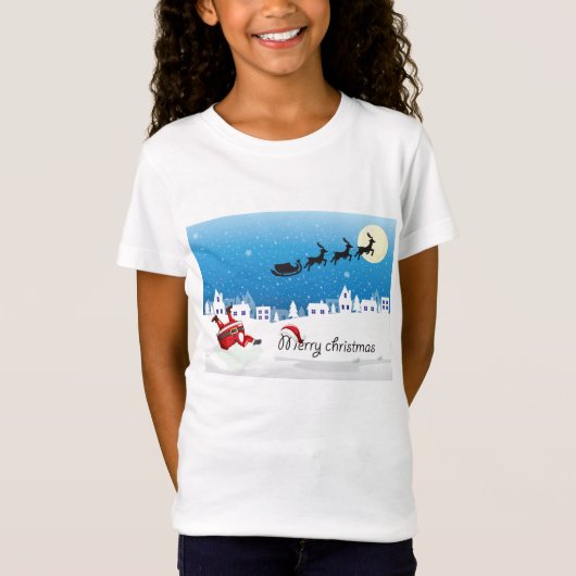 女の子のための陽気なクリスマスのtシャツ tシャツ (正面)