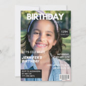 女の子のための雑誌の表紙風12歳の誕生日招待状 招待状 (正面)