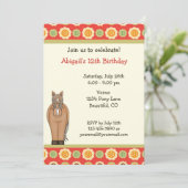 女の子のための馬と花の誕生日招待状 招待状 (スタンド正面)