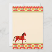 女の子のための馬と花の誕生日招待状 招待状 (裏面)
