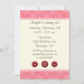 女の子のための馬と花の誕生日招待状 招待状 (裏面)