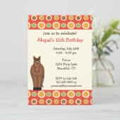 女の子のための馬と花の誕生日招待状 招待状 (スタンド正面)