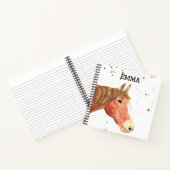 女の子のための馬の動物水彩画のパーソナライズされたノート ノートブック (内部)
