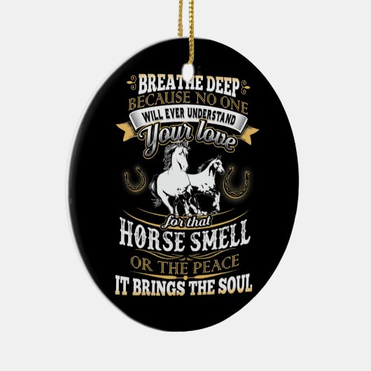 女の子のための馬の匂い愛おもしろい者ギフト セラミックオーナメント (右)