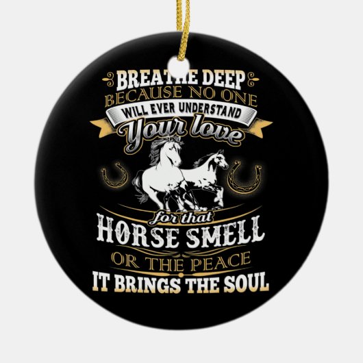 女の子のための馬の匂い愛おもしろい者ギフト セラミックオーナメント (正面)