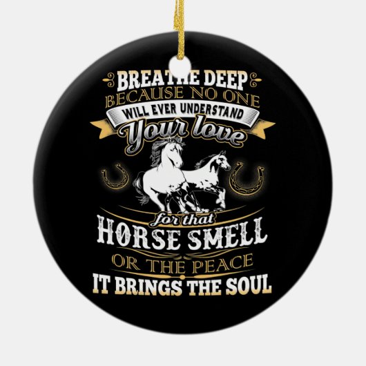 女の子のための馬の匂い愛おもしろい者ギフト セラミックオーナメント (裏面)