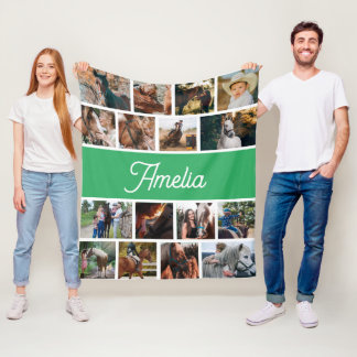 女の子のための馬の毛布、子供の名前の毛布 フリースブランケット