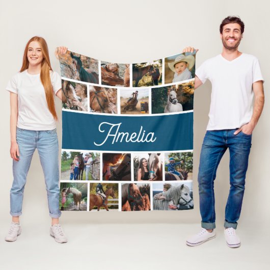 女の子のための馬の毛布、子供の名前の毛布 フリースブランケット (インサイチュ)