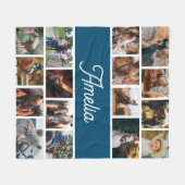 女の子のための馬の毛布、子供の名前の毛布 フリースブランケット (正面(横))