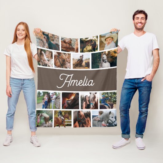 女の子のための馬の毛布、子供の名前の毛布 フリースブランケット (インサイチュ)