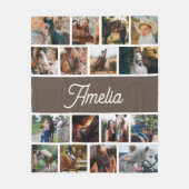 女の子のための馬の毛布、子供の名前の毛布 フリースブランケット (正面)