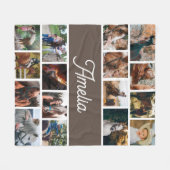 女の子のための馬の毛布、子供の名前の毛布 フリースブランケット (正面(横))