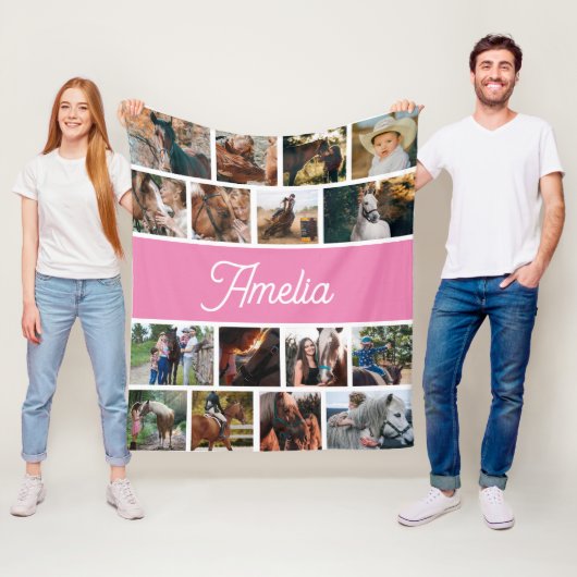 女の子のための馬の毛布、子供の名前の毛布 フリースブランケット (インサイチュ)