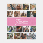 女の子のための馬の毛布、子供の名前の毛布 フリースブランケット (正面)