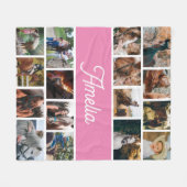 女の子のための馬の毛布、子供の名前の毛布 フリースブランケット (正面(横))