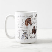 女の子のための馬の馬のパーソナライズされた贈り物 コーヒーマグカップ (左)