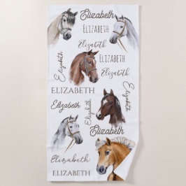 女の子のための馬の馬のパーソナライズされた贈り物 ビーチタオル