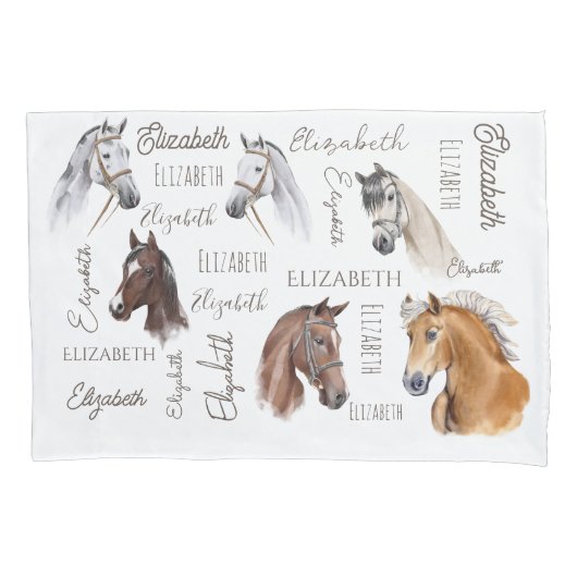 女の子のための馬の馬のパーソナライズされた贈り物 枕カバー (正面)