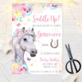 女の子のための馬フローラ誕生日招待状 招待状