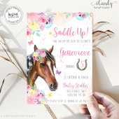 女の子のための馬フローラ誕生日招待状 招待状