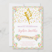 女の子のための魔法のスパークルパーティーカード 招待状 (正面)