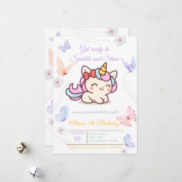 女の子のための魔法のピンクユニコーン誕生日カード シーズンカード