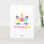 女の子のための魔法のユニコーン誕生日カード カード (裏面)