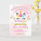 女の子のための魔法のユニコーン誕生日カード カード (黄色い花)