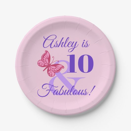 女の子のための10th誕生日パーティー ペーパープレート (正面)