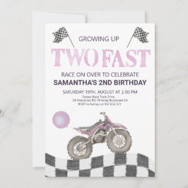 女の子のための2歳の誕生日ダートバイク招待状 招待状