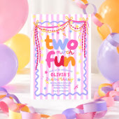 女の子のための2歳の誕生日パーティー招待状 "Two much fun" 招待状