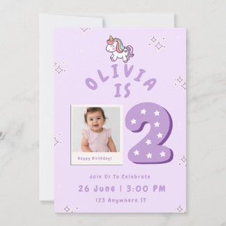 女の子のための2歳の誕生日招待状 招待状
