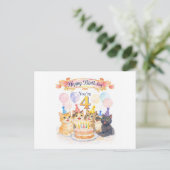 女の子のための4歳の誕生日おめでとう かわいい猫たち ポストカード (スタンド正面)