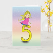 女の子のための5歳のプリンセスのバースデー・カード カード (黄色い花)