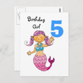 女の子のための5番目の誕生日ギフトかわいい人魚 ポストカード (正面/裏面)