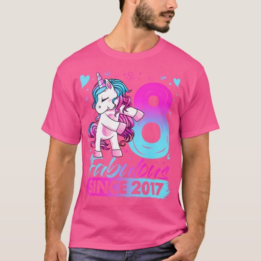 女の子のための8歳のユニコーンギフト8誕生日ギ Tシャツ (正面)