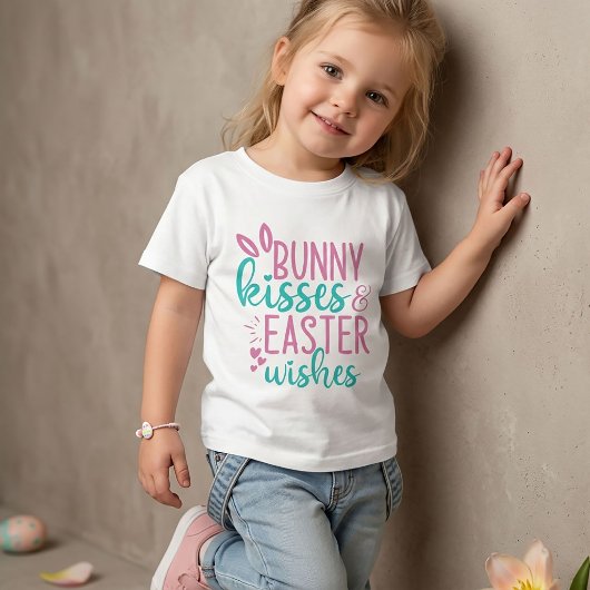 女の子のための Bunny Kisses Easter Wishes Tシャツ