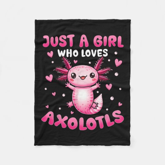 女の子のためのAxolotlはAxolotlsを愛する女の子 フリースブランケット (正面)