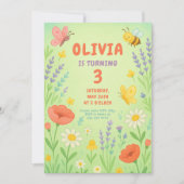 女の子のためのGroovyハッピーバースデーパーティー 招待状 (正面)