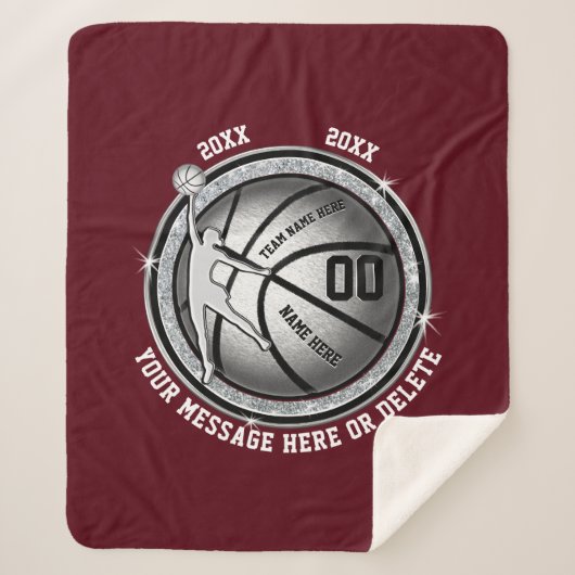 女の子のたパーソナライズされための豊かなバスケットボール毛布 シェルパブランケット (正面)