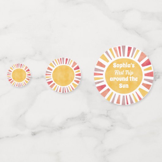 女の子ののまわりに最初の旅のサンバルーン コンフェッティ (裏面)