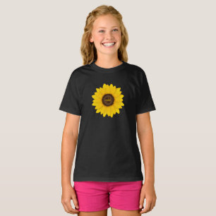 女の子のひまわりモノグラムの花 Tシャツ