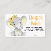 女の子のひまわり象のおむつくじチケット 名刺 (正面)