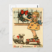 女の子のぶら下がったなリース ポストカード (正面/裏面)